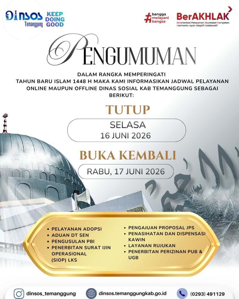 Jadwal Layanan Dinas Sosial