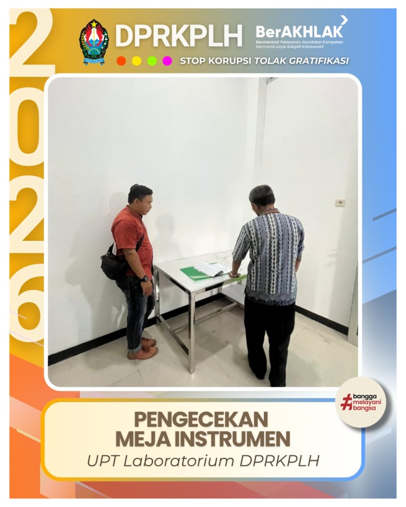 Pengecekan Meja Khusus Instrumen Spektrofotometer di UPT Laboratorium Lingkungan DPRKPLH Temanggung