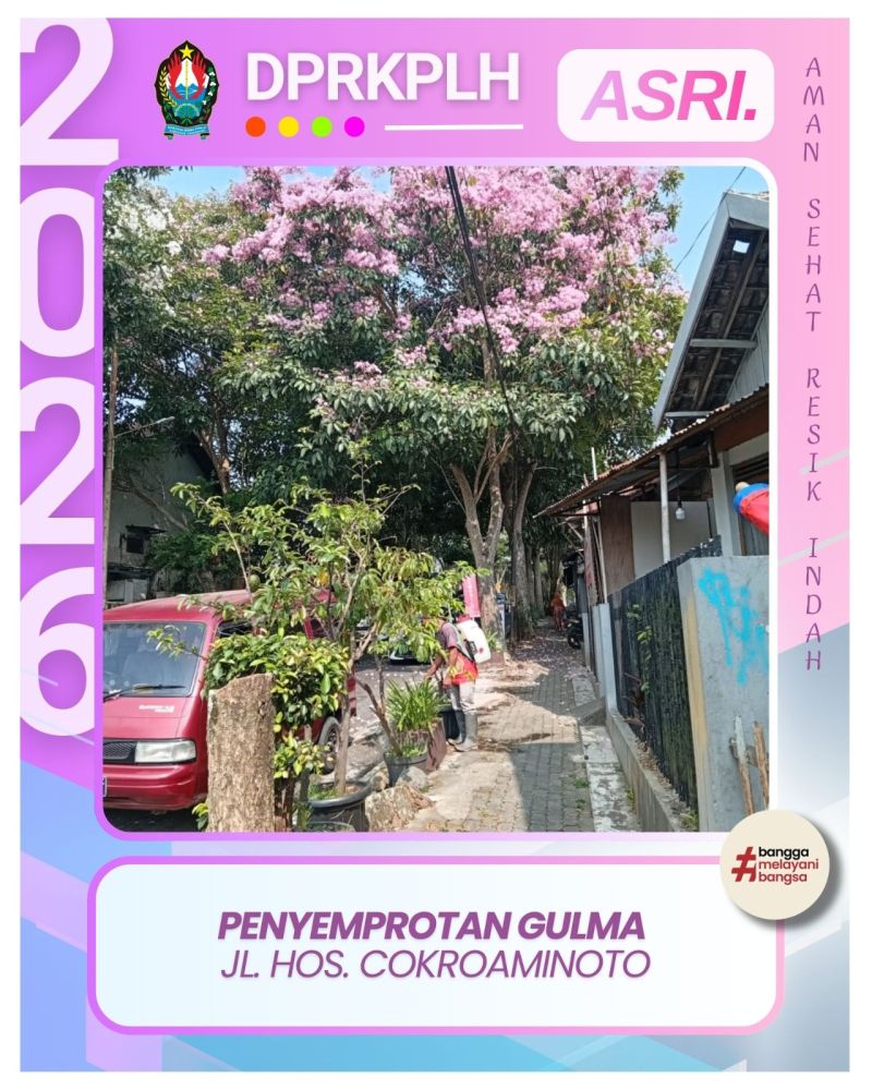 Jum’at, 11 September 2026 Petugas Pertamanan dan Pemeliharaan Ruang Terbuka Hijau (RTH) DPRKPLH melakukan penyemprotan gulma di Jl. HOS. Cokroaminoto untuk menjaga kebersihan dan kerapian lingkungan.