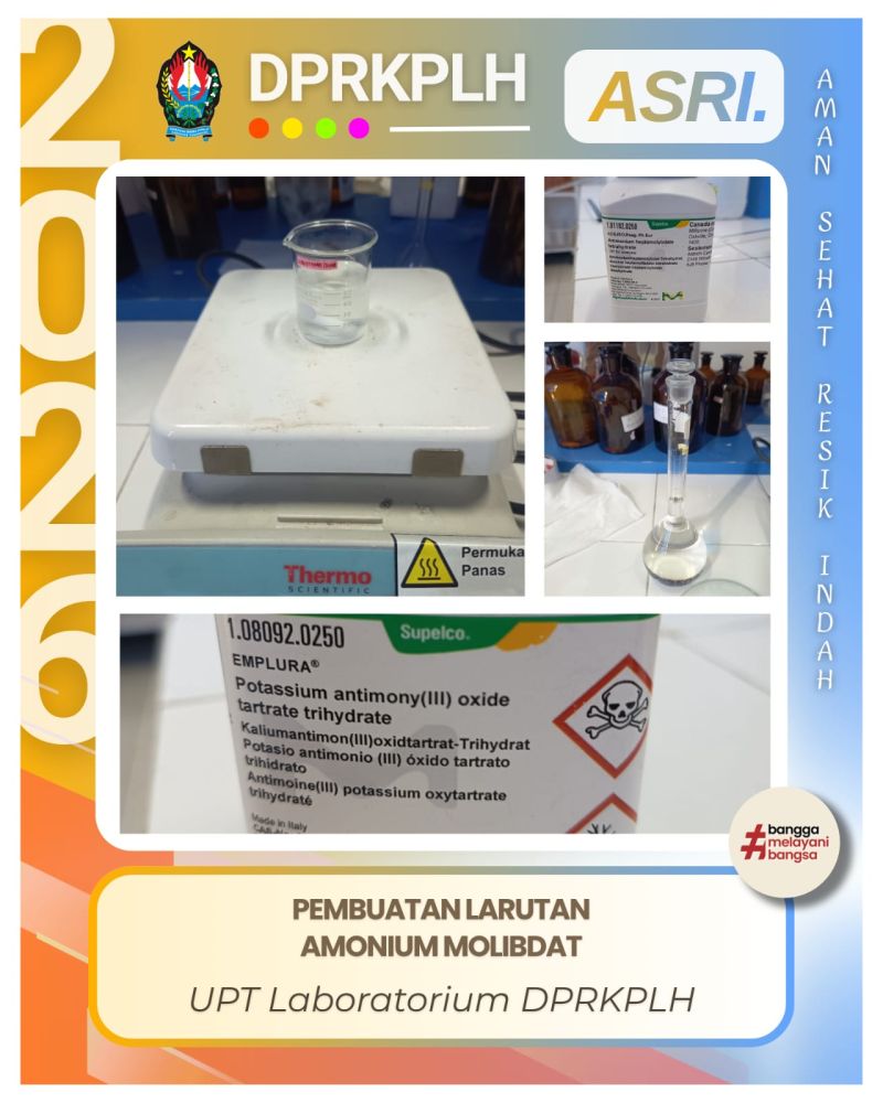 Optimalkan Pengujian Sampel, UPT Laboratorium DPRKPLH Temanggung Racik Larutan Amonium Molibdat