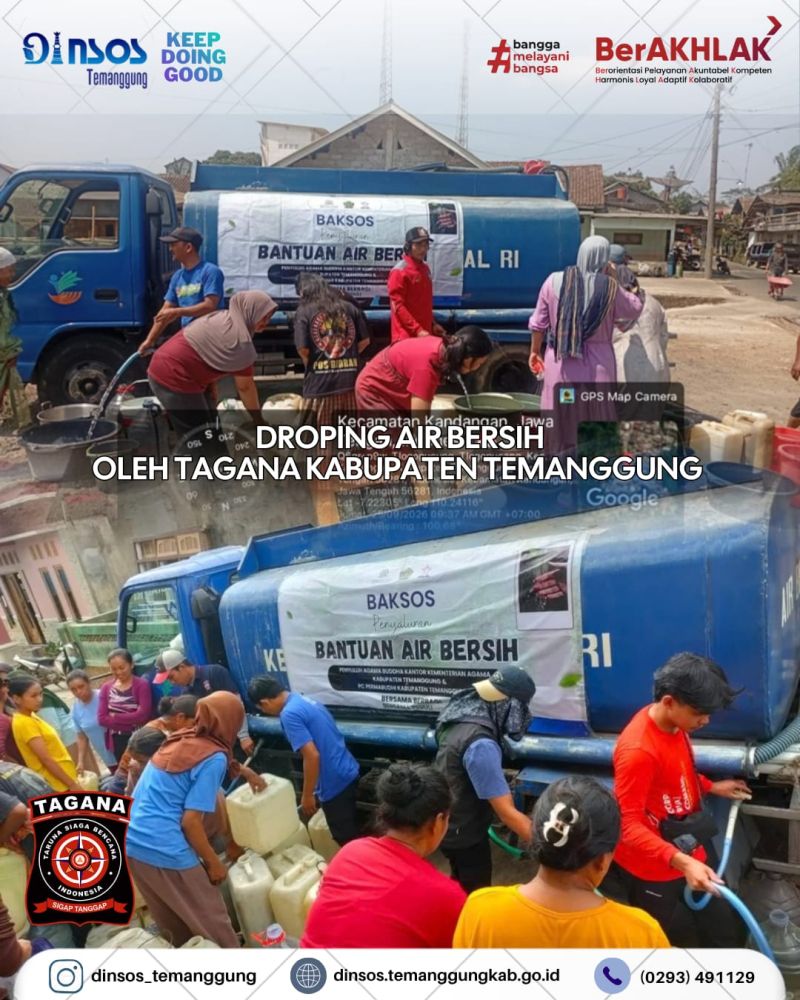 Taruna Siaga Bencana Kabupaten Temanggung telah melakukan droping air bersih kepada masyarakat terdampak kekeringan