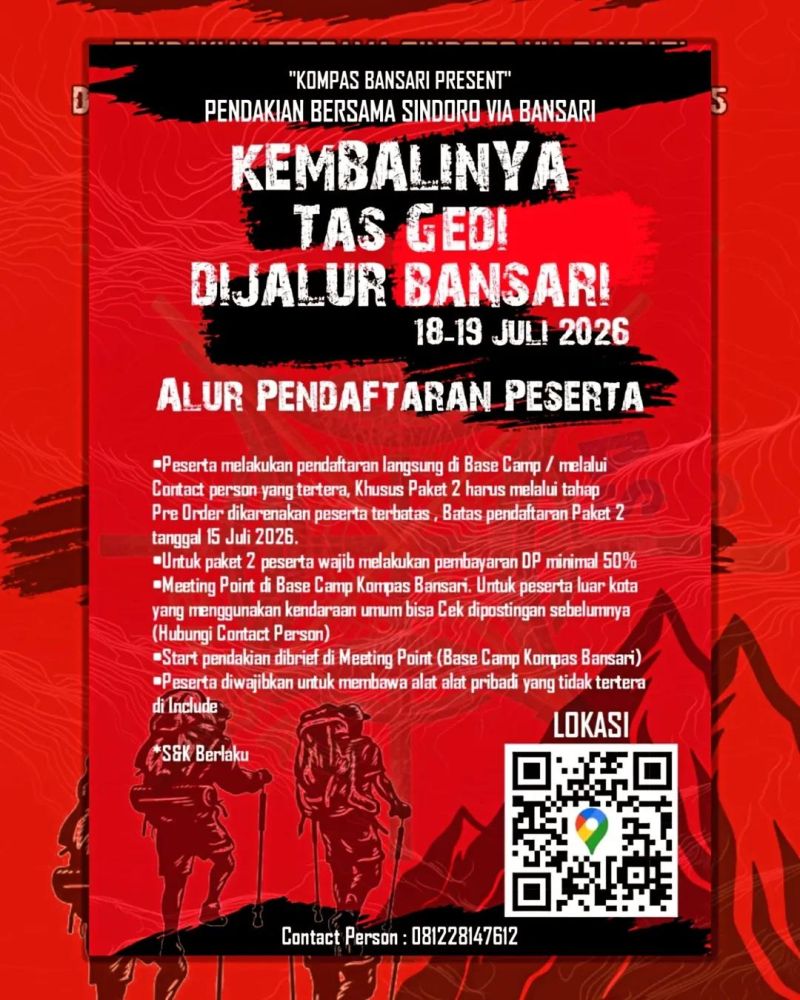 CARA DAFTAR & ALUR PESERTA: Pendakian Bersama Sindoro via Bansari